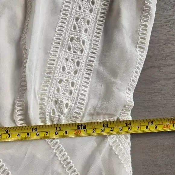 NWT Lenon Womens White Embroidered Eyelet Midi Dress M Asymmetrical Cottagecore - Picture 11 of 12